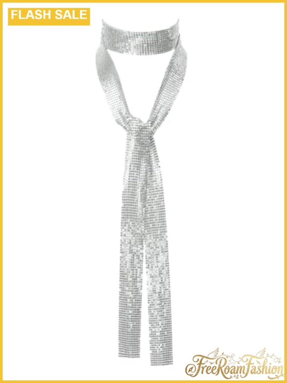 Sparkly Sequin Skinny Scarf Tie for Women Lightweight Fashion Accessory